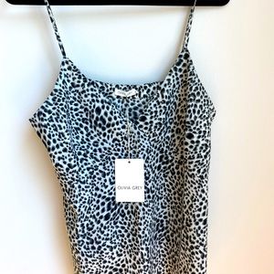 Olivia Grey Black & White Animal Print Top